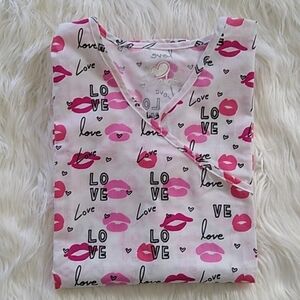 NEW Mock Wrap Valentine's Scrub Top
